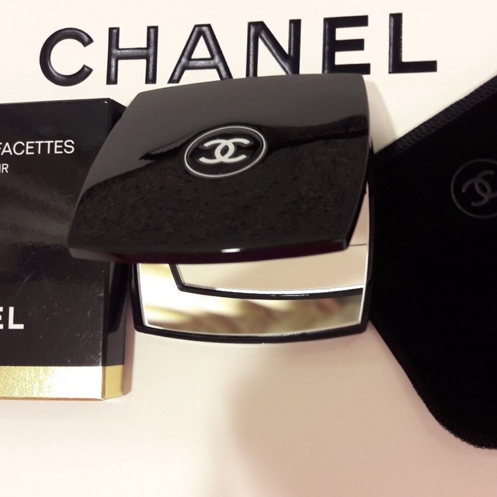 CHANEL Black Compact with Gold Accents